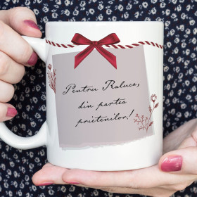 Cana personalizata cu text si 2 poze - Polaroid cadou pentru prieteni.