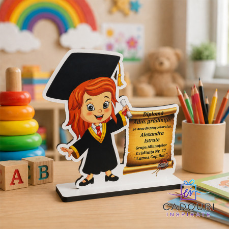 Trofeu Personalizat Absolvire Gradinita - Model Fetita
